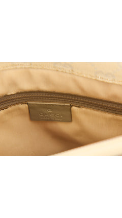Gucci Monogram Bamboo Handle Tote Bag - Beige