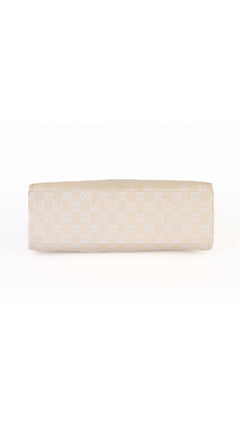 Gucci Monogram Bamboo Handle Tote Bag - Beige