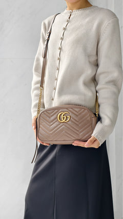 Gucci Gg Marmont Matelassé Camera Bag - Dusty Pink