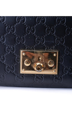 Gucci Padlock Shoulder Bag Guccissima - Black