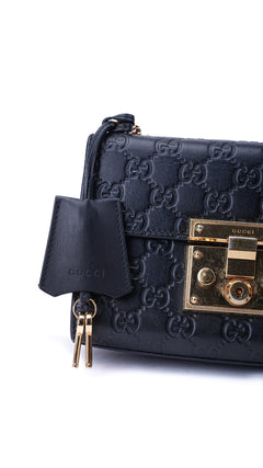 Gucci Padlock Shoulder Bag Guccissima - Black