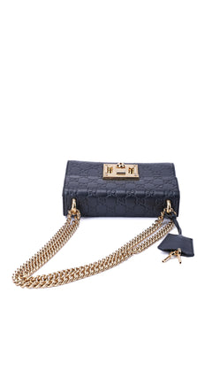 Gucci Padlock Shoulder Bag Guccissima - Black
