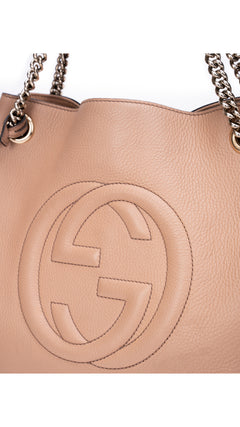 Gucci Soho Chain Tote Bag - Beige