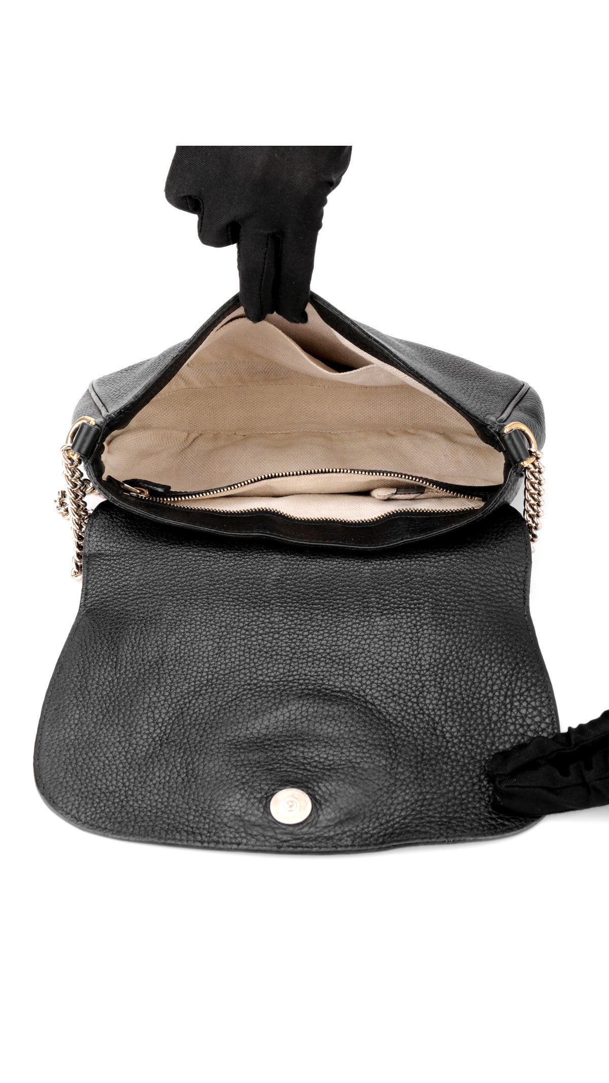 Gucci Soho Leather Chain Shoulder Bag - Black