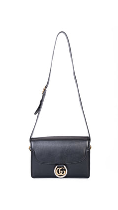 Gucci Logo Plaque Shoulder Bag - Black
