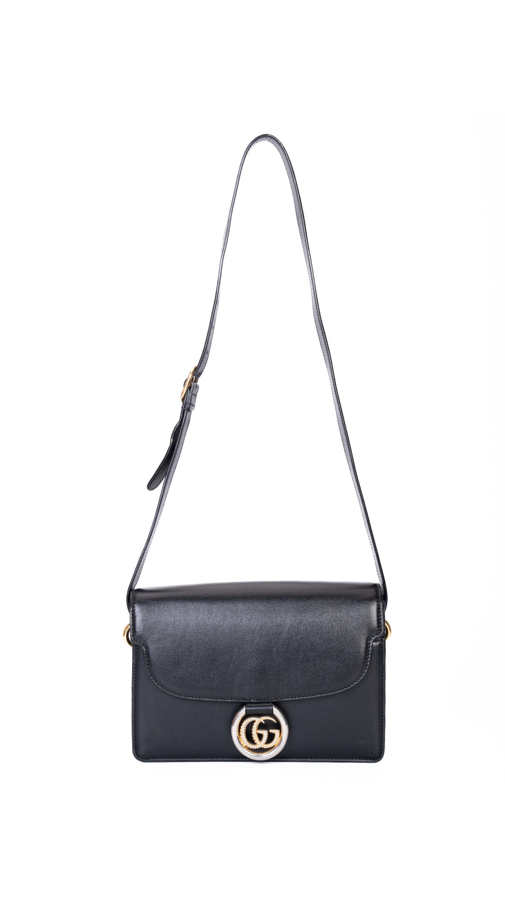 Gucci Logo Plaque Shoulder Bag - Black