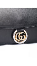 Gucci Logo Plaque Shoulder Bag - Black