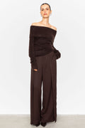 Eliette Off-Shoulder Knit - Dark Brown