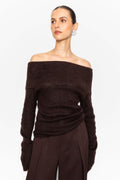 Eliette Off-Shoulder Knit - Dark Brown