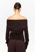 Eliette Off-Shoulder Knit - Dark Brown