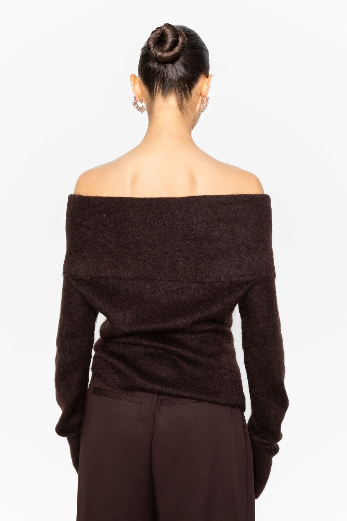 Eliette Off-Shoulder Knit - Dark Brown