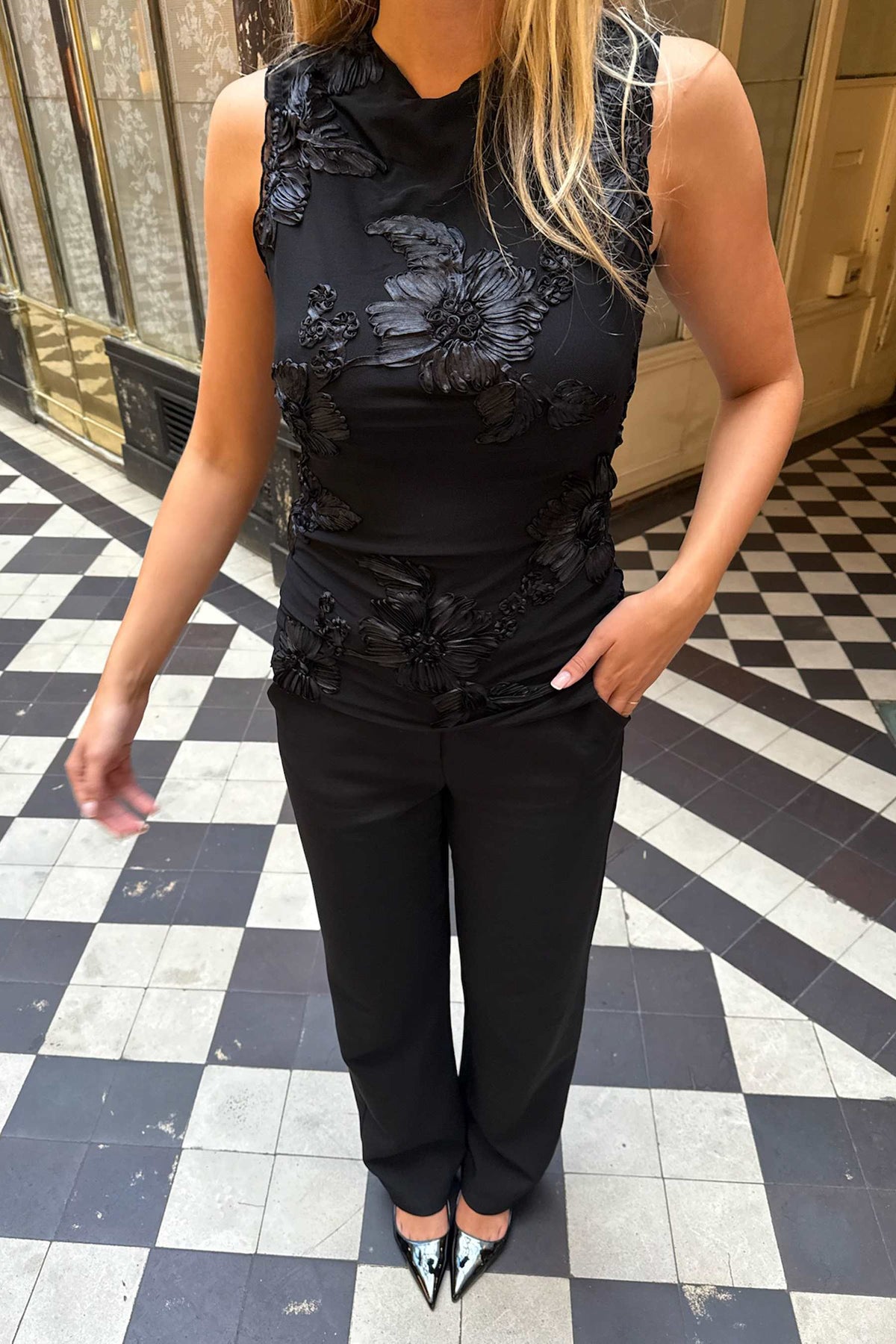 Miraic Mesh Top - Black Flower