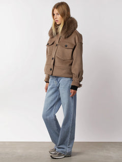 Charlie Jacket - Faux Fur - Wool Brown
