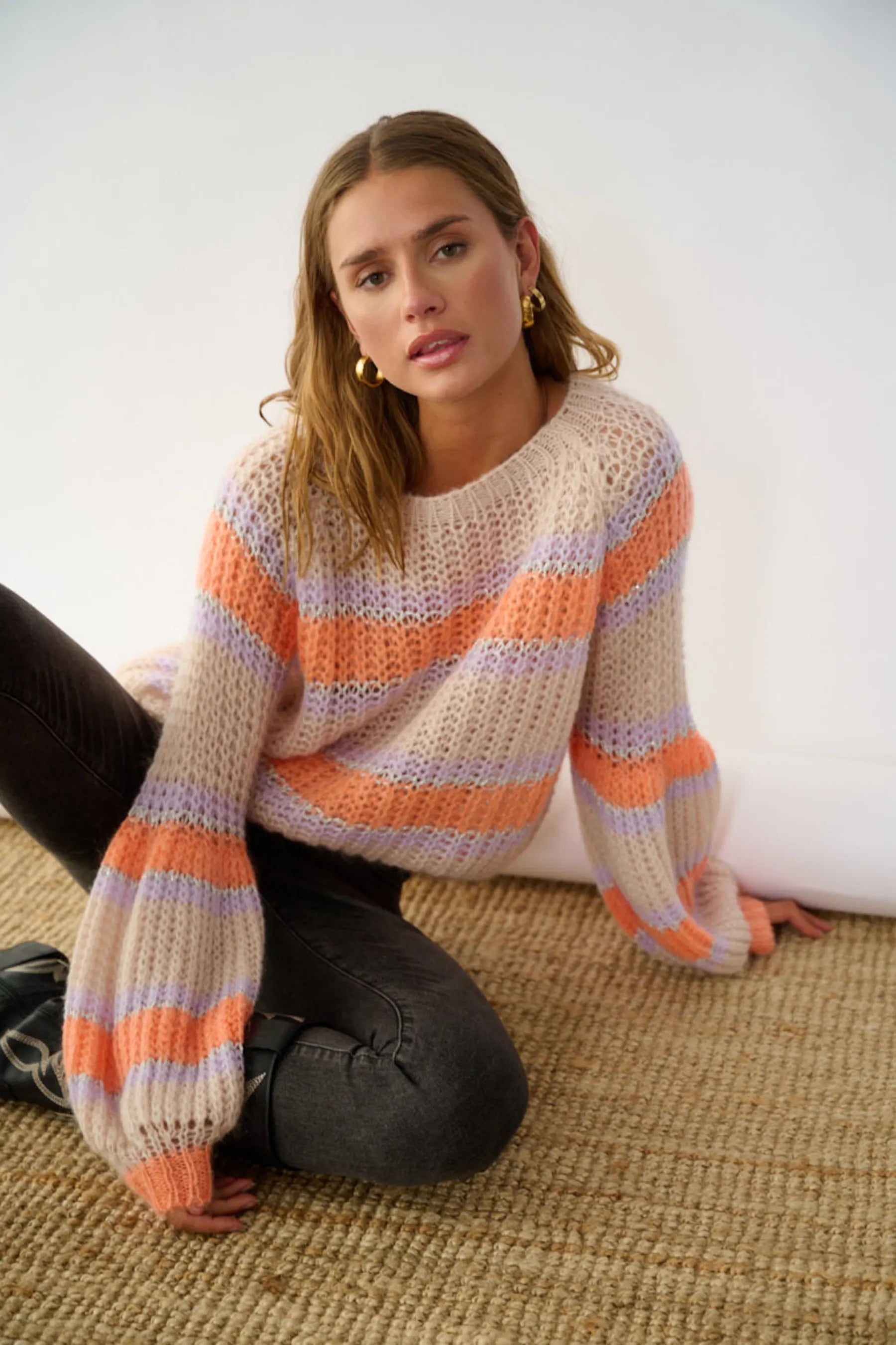 Pacific Knit Sweater - Apricot/Lavender Mix