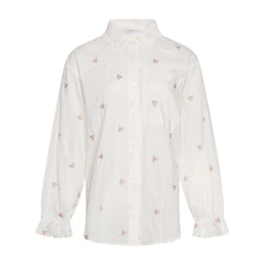 Roberta Frill Shirt - White Embroidery