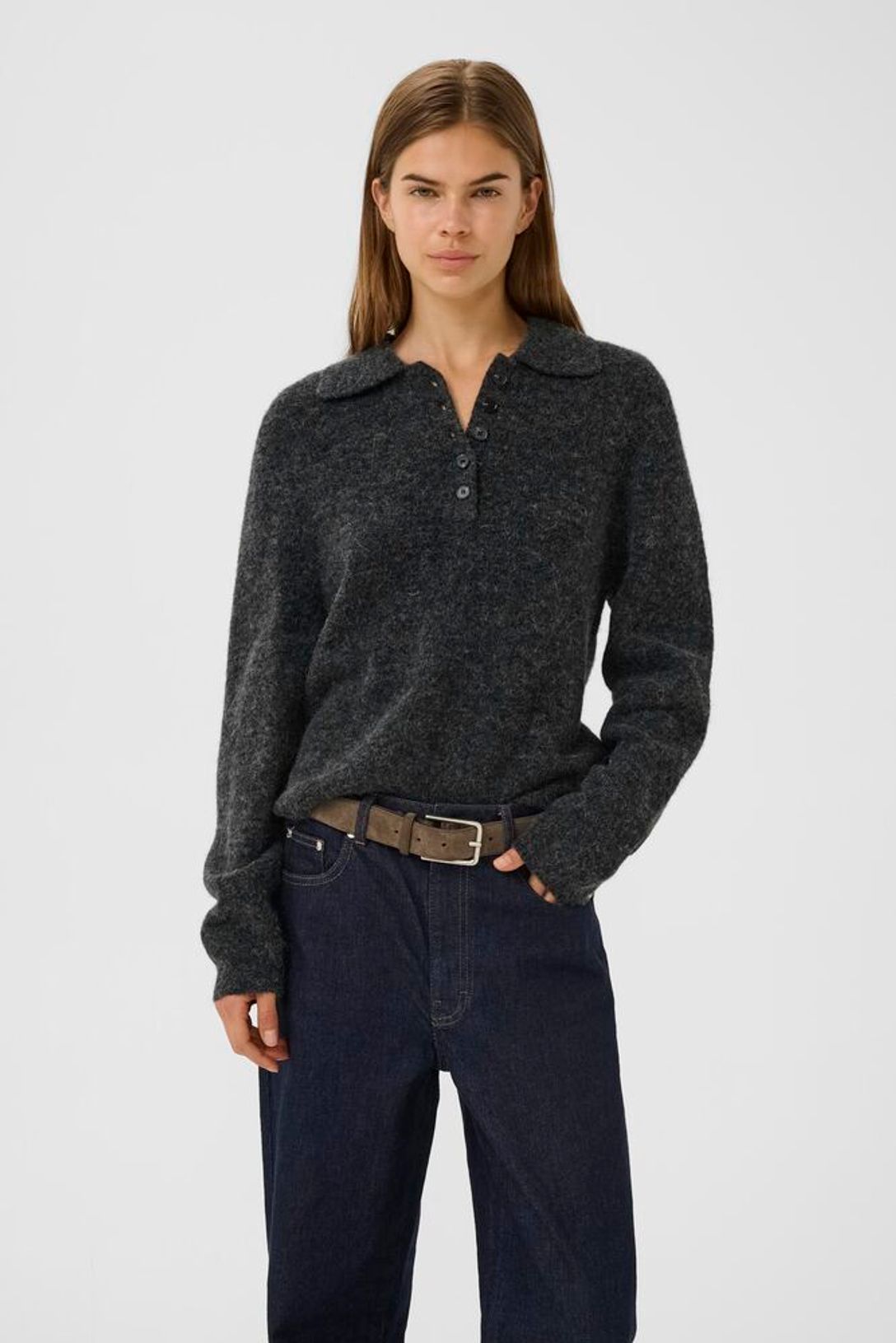 GZalpha Polo Pullover - Charcoal Melange