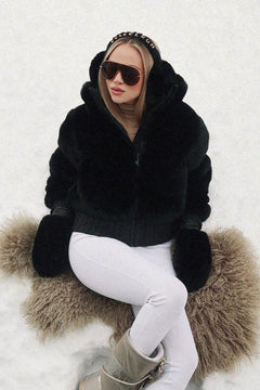 Furry Ski Jacket - Black