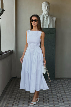 Elva Cotton Poplin Dress - White