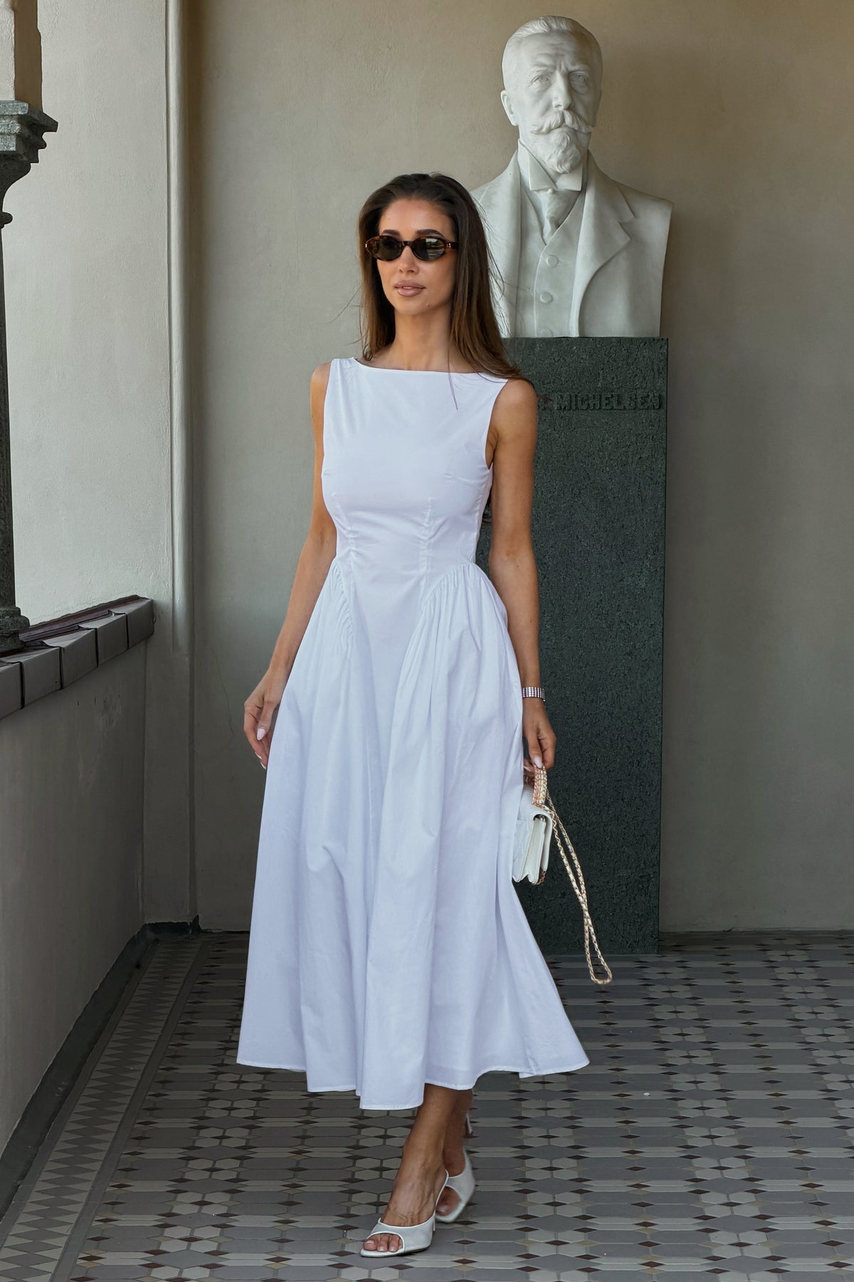Elva Cotton Poplin Dress - White