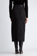 Denim Long Skirt - Black