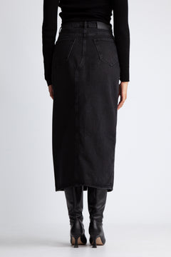 Denim Long Skirt - Black