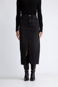 Denim Long Skirt - Black