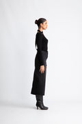 Denim Long Skirt - Black
