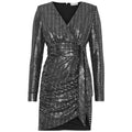 Olivia V-Neck Dress - Black/Metallic