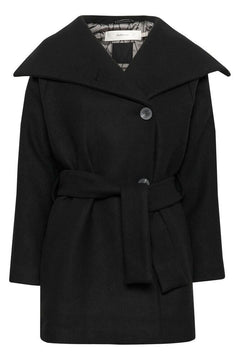YunahIW Collar Coat - Black