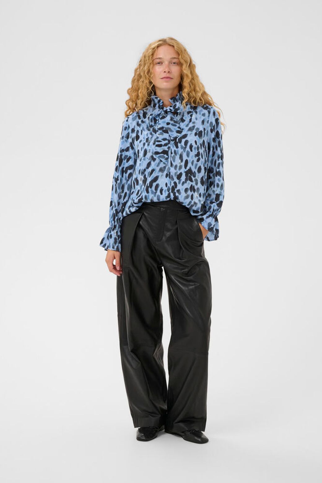 GracieIW Printed Blouse - Blue Painted Dot