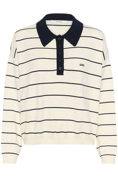 Gztaige Polo Pullover - Egret/Skycaptain Striped