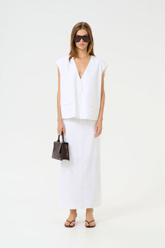 GZizza Linen Waistcoat - Bright White