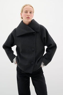 PerryIW Short Coat R - Dark Grey Melange