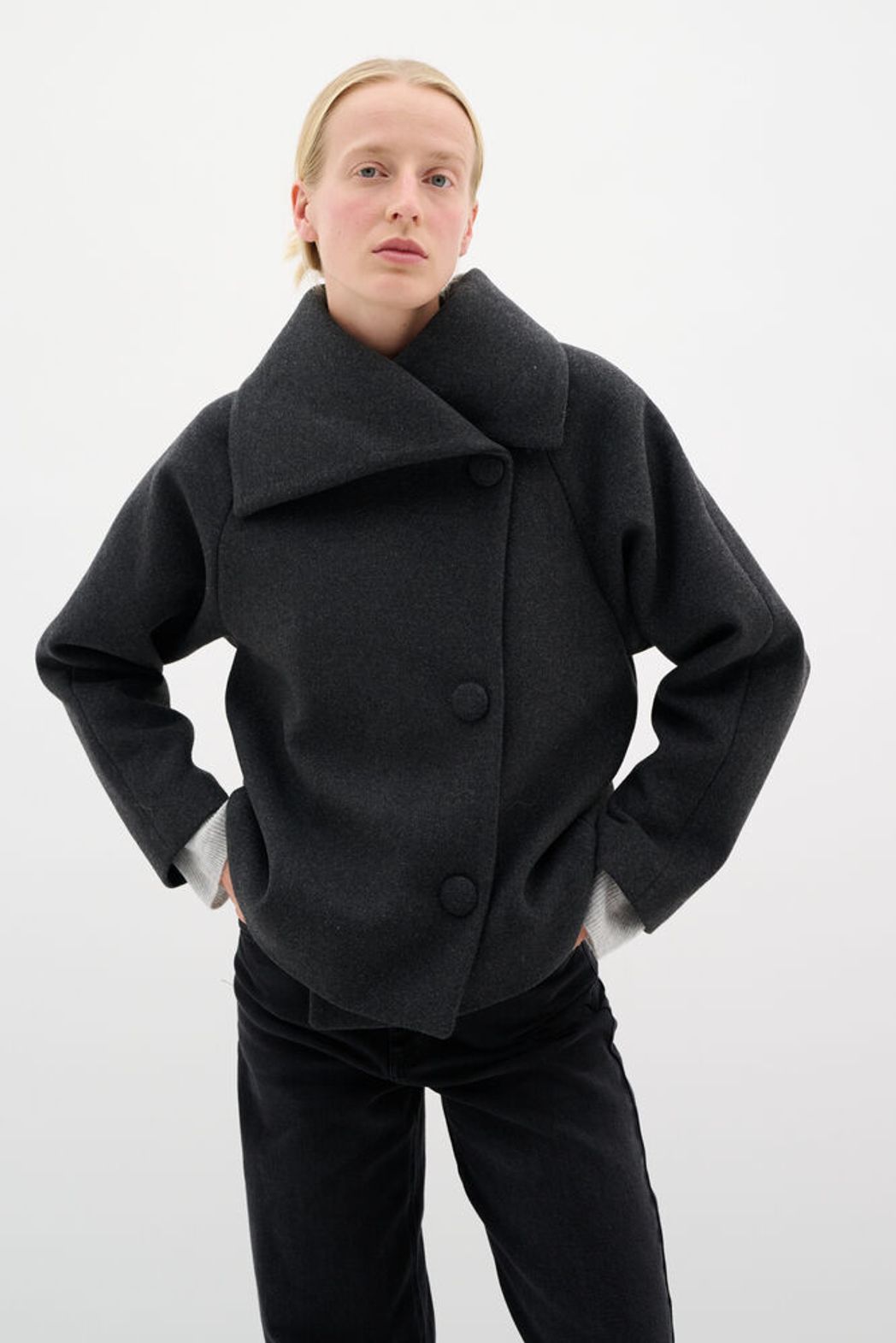 Perryiw Short Coat Sandy Grey Melange