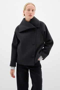 PerryIW Short Coat R - Dark Grey Melange