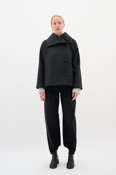 PerryIW Short Coat R - Dark Grey Melange