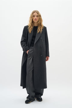 YunahIW Long Coat - Dark Grey Melange