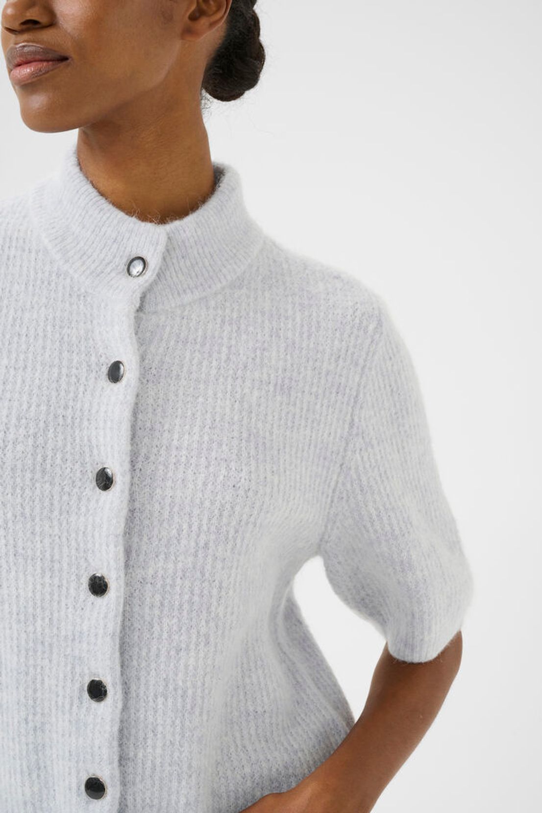 Gestuz - Gensere - AlphaGZ Ss Short Cardigan - Grey Dawn Melange - Villoid