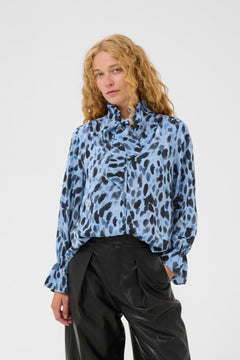 GracieIW Printed Blouse - Blue Painted Dot