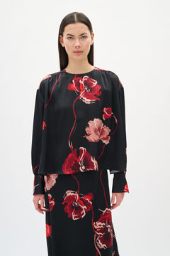 DawnIW Blouse - Black Poppy Rose