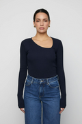Pino Rib Triangle Neck - Navy