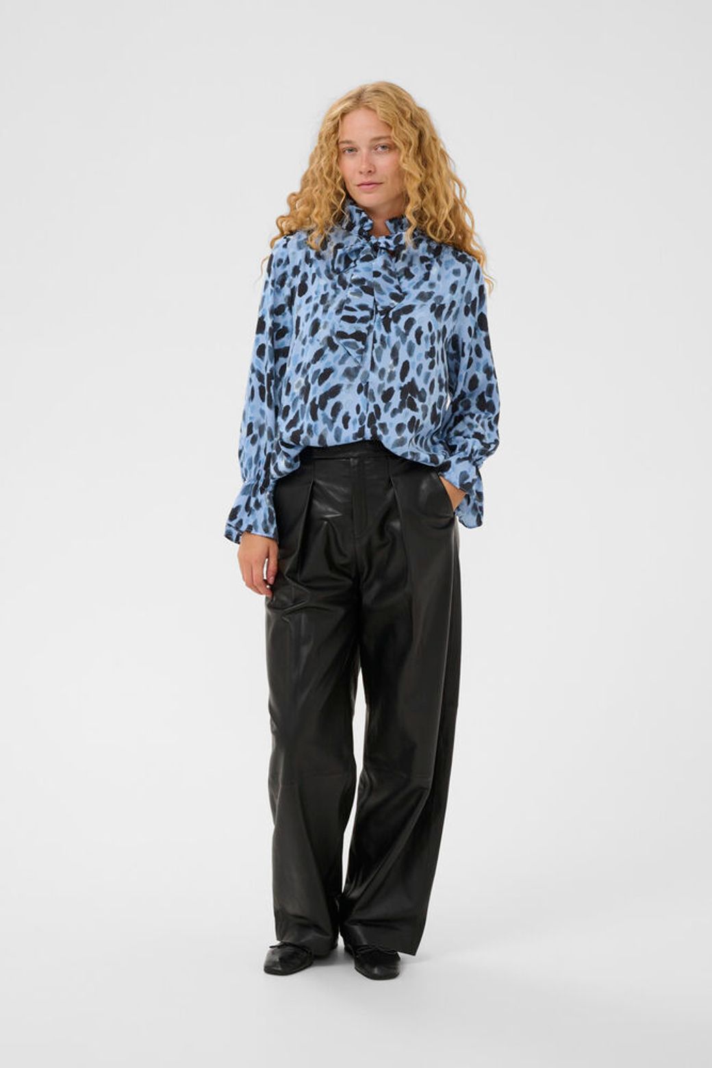 GracieIW Printed Blouse - Blue Painted Dot