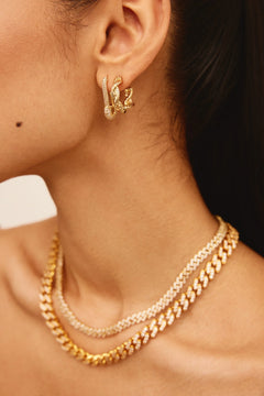 Pin Up Medium Earrings - Clear Gold