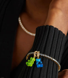 Nostalgia Bear Pave Connector - Gold Azure