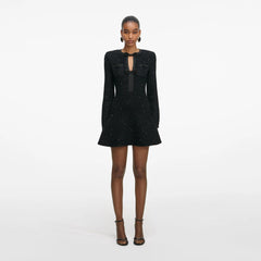 Sequin Knit Mini Dress - Black
