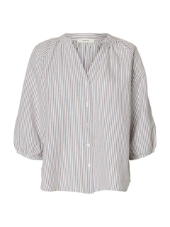 Cleo-Alberta Linen Blend Shirt - Bright White Chocolate Chip