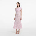 Rhinestone Lace Midi Dress - Pink
