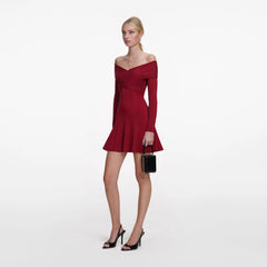 Viscose Knit Mini Dress - Burgundy