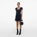 Textured Boucle Mini Dress - Navy