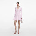 Pearl Trim Knit Mini Dress - Pink